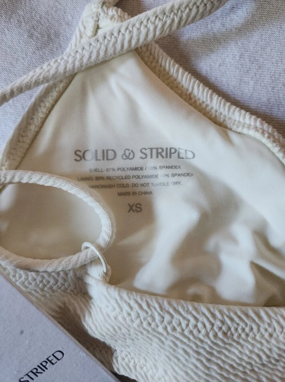 NWT Solid & Striped The Rachel Bikini Top XS Cream Ivory Textured